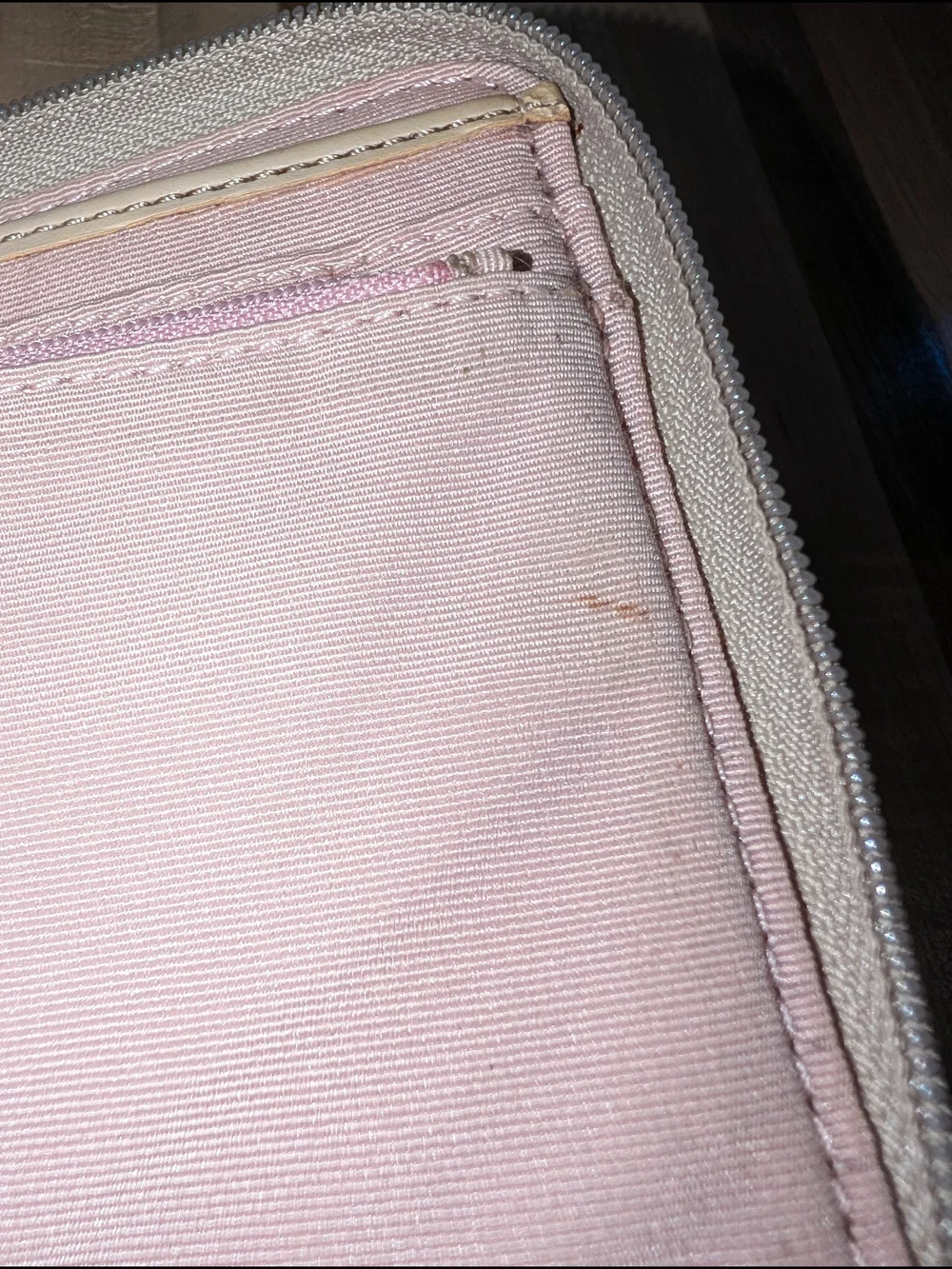 Coach Signature Canvas Zip Wallet in Pink & Beige